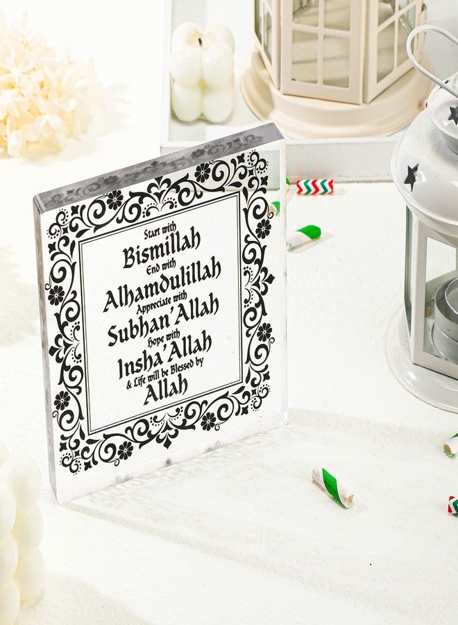 Yookeer Islamic Acrylic Desk Decor Ramadan Decoration for Home 5 Inch Eid Mubarak Sign Hajj Mubarak Table Ornament Start and End with Allah Appreciate and Hope with Allah Birthday Gift(Black) - Image 4